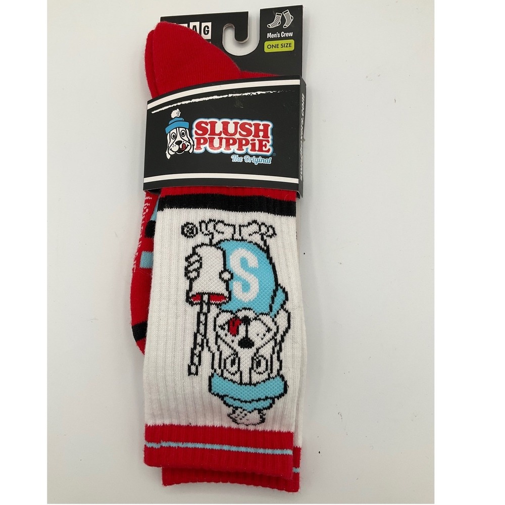 SWAG Slush Puppie Mens Crew Socks One Size Red White Blue Retro Mascot New